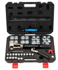 All-in-One Hydraulic Brake Line Flaring Tool Kit for 3/16 to 1/2 Inch Copper and Steel Tubing, 33-Piece Set in open case
