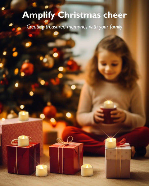 Battery Operated Flameless LED Tea Lights With Remote Control 12 Pack Warm White Votive Candles creating holiday ambiance