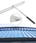 Sheet Metal Folding Hemming Tool for Standing Seam Roofs Long Handle Bender on a roof with close-up view
