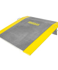 Built Tough Aluminum Dock Plate 48 By 48 Inches Handles 2600 Lb Loads with yellow side steps for easy access.