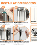 4 Pack 3 Inch Double Action Spring Door Hinges Dual Swing Saloon Hinges With Screws And Pins Heavy Duty Stainless Steel Silver For Cafe Pub Doors Adjustable Tension Self Closing installation steps