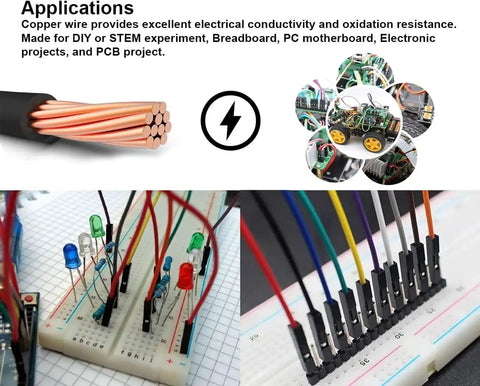 Dope 40 Piece Jumper Wire Kit With Female To Male Dupont Cables 20 Cm Length 8 Inch Multicolor Ribbon Wires For Breadboard