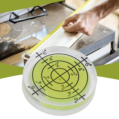 Ehlivhall 32Mm Round Bubble Level, High Precision For Acrylic, compact level showing yellow-green fluid for accurate measuring.