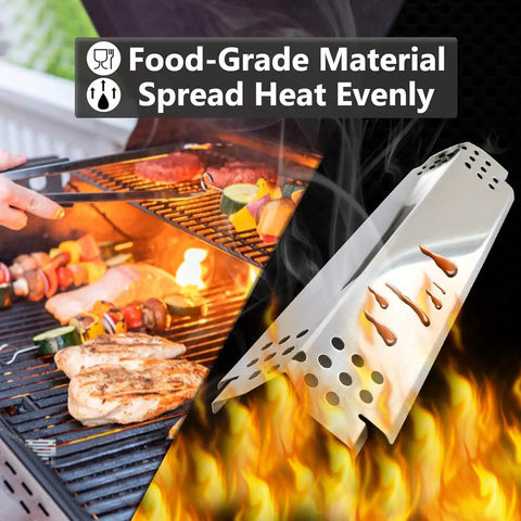 Grill Replacement Parts Kit For Nexgrill 4, 5 And 6 Burner Grills with heat shield plate over flames, food grilling
