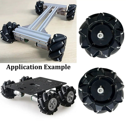 80mm Mecanum Wheel Omni Wheel Kit 4 Pack with 5mm Couplings and Motor Connectors for AGV Smart Robot Car Chassis shown in application examples