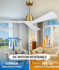 42 Inch Ceiling Fan With Lights And Remote, 6 Speeds, Three Color Temperatures, Quiet Operation, used in living room setting