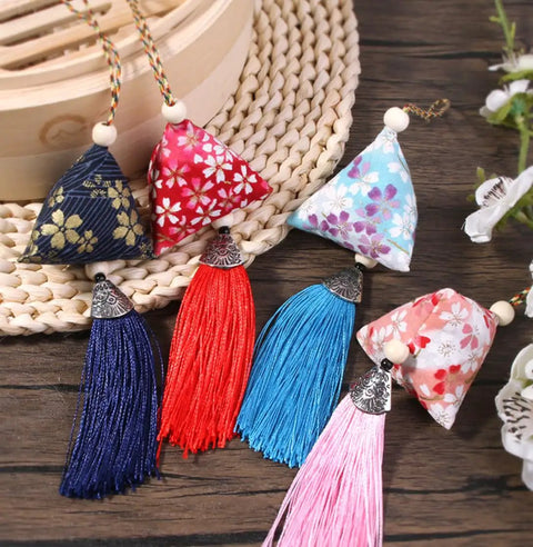 10 Pack Mugwort Triangle Sachets With Tassels Dragon Boat Festival Zongzi Shape Home Decor Bags Premium Cotton Fabric