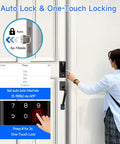 Premium Heavy Duty Smart Door Lock With App Control And Fingerprint Entry For Main Entrances, showing user using one-touch locking feature.