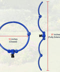 360 Degree Tree Watering Ring Kit For New Trees And Shrubs With Y Hose Splitter dimensions shown, 13 inches closed, 37 inches extended.