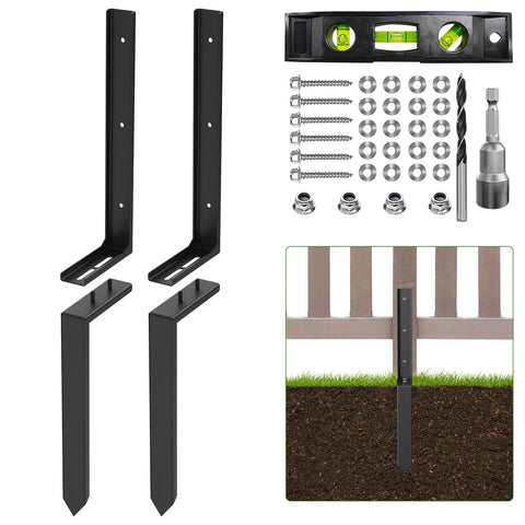 Two Pack Heavy Duty Fence Post Repair Kit With Adjustable Thickened Metal Anchors And Anti Rust Coating For Fixing Tilted Or Broken Wooden Posts In Farms Gardens And Estates