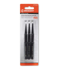 Pro Grade 3 Piece 5 Inch Steel Punch Set With Black Oxide Finish, Laser Etched Size Markings, Knurled Handles, Packaging View