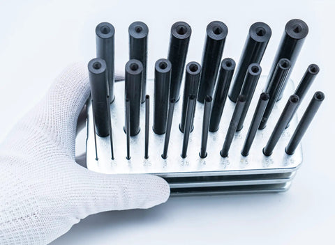 Heavy Duty 25 Piece Transfer Punch Set From 1mm To 13mm By 0.5mm Increments, heat treated tempered tool steel, in hand