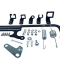EZ EFI Cable Mount Kit for Carburetor Throttle Cable Bracket with TV Cable Routing and GM 700R4 Transmission Bracket Fitment Easy Install and Rugged Aluminum Mounts, parts layout