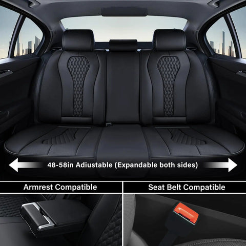 Dope Leather Car Seat Covers Full Set For Front And Back Seats, Black Waterproof Seat Protector And Leather Upholstery Shield