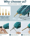Heavy Duty 100W Hot Glue Gun Kit With Fast Heat And 11mm Glue Sticks Support For Crafting And DIY Projects Full Size Pro Glue Gun Set For Quick Bonding Great For Home Crafting And School Projects, replaceable copper nozzles