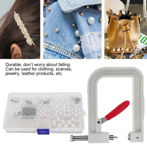 Top-Notch Hand Press Pearl Setting Machine For Crafting with pearl kit for clothing, accessories, and jewelry crafting.