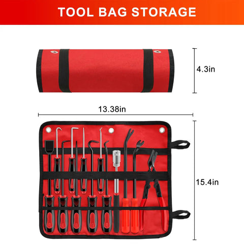 Pro Grade 13 Piece Precision Pick And Hook Tool Set With Clip Removal Pliers Rivets Puller Fastener Remover Telescoping Magnetic Pickup Gasket Scraper For Electronics Maintenance And Automotive Repair