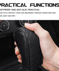 Solid Kick Upgrade For Your Ride Using This Clean Black Leather Car Gear Shift Knob Cover in use, showcasing anti-slip grip and durability.