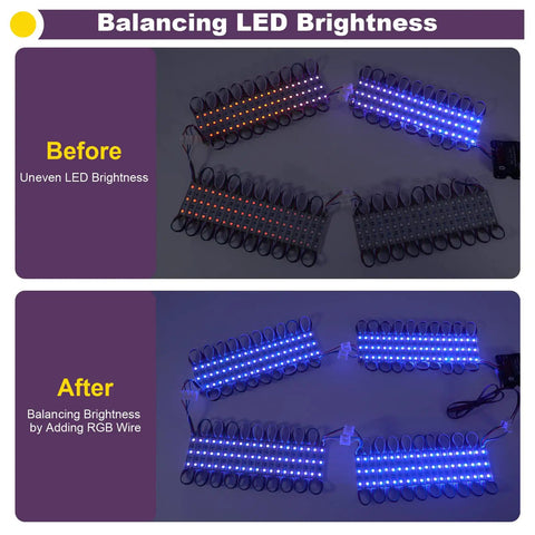 120Ft SMD5050 RGB Storefront LED Lights With Smart Bluetooth Control 240 LEDs Waterproof Module Kit, brightness balance
