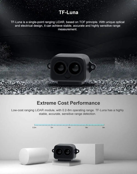 TF Luna LiDAR Sensor For Drones And Robots Short Range 0.1 To 8 Meters Single Point Ranging TOF Module With UART And I2C