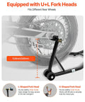 Beefy Rear Motorcycle Wheel Stand With U And L Fork Swingarm Spool Heavy Duty Lift Up To 850 Lbs Stable All Terrain