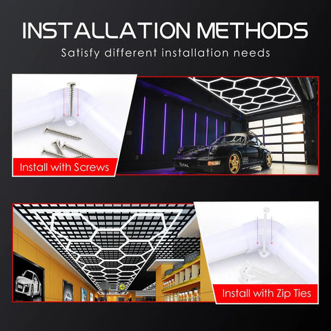 Hexagonal LED Garage Light 12 Pack 210W 21600 Lumens Ultra Bright Beast Mode 5000K Cool White No Flicker CRI 85 Plus