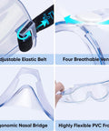 Anti Fog Safety Goggles With Clear HD Lenses for Chemistry and Industrial Use, ANSI Z87.1 compliant, elastic adjustable belt