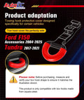 Red Tow Hook Covers for Ford F150 2004-2025, Toyota Tundra 2017-2021, Ford Bronco 2021-2024, built tough diagram view