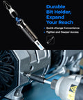 Grippy No Slip Phillips Screwdriver Bits With Magnetic Design PH2 Set in use with power drill in machinery, showing CNC machined tips.