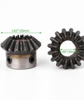 Heavy Duty Steel 4 Piece Tapered Bevel Pinion Gear Set For Hardware And Mechanical Transmission, 10mm Shaft, 1.5 Modulus, 16 Teeth