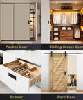 Matte Black Pocket Door Hardware With Recessed Flush Finger Pull, 304 Stainless Steel Sliding Door Handle For Closet, Barn Doors, Drawers