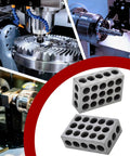 1 X 2 X 3 Inch Hardened Steel Machinist Blocks Matched Pair With 23 Holes Precision Ground On All Sides For Accurate Squareness Beefy Milling Setup Blocks Built Tough For Reliable Long Lasting Accuracy. Pair of hardened steel machinist blocks with 23 holes shown in milling and lathe setup