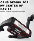 Unisex Right Hand Mallet Golf Putter With Anti Twist Design And Alignment Guide Stepped Shaft For Consistent Putts Low Center Of Gravity For Smooth Roll 34 Inches, black mallet head design