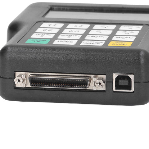 Standalone CNC Controller for 3 Axes With DSP Remote Hand Controller, showing front connectors and buttons, plug and play.