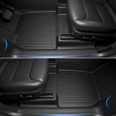 Tesla Model Y Juniper All Weather Floor Mats And Cargo Liners 9 Piece CabinProtect Pro Kit installed front and rear view