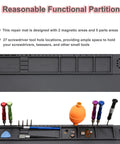 Pro Grade Silicone Soldering Mat With 932 Fahrenheit Heat Resistance, Expanding Repair Area And Magnetic Work Zone shown with tools