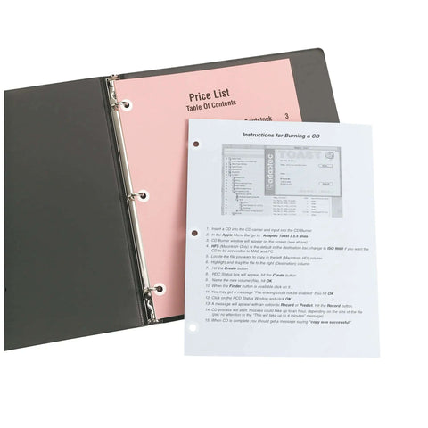 Self Adhesive Hole Reinforcement Stickers For One Quarter Inch Punches in binder with reinforced three-hole pages