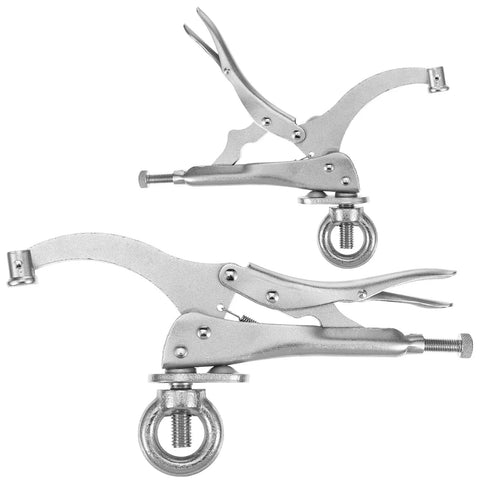 Two Pack 9 Inch Drill Press Locking Clamp Set With Heavy Duty Grip Clip, Titanium Plated 1045 Steel For Anti Corrosion