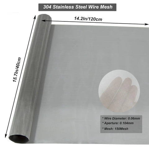 304 Stainless Steel Mesh Screen 150 Mesh 40x120cm Heavy Duty Woven Wire Filter Mesh Works Great For DIY Projects Filtration