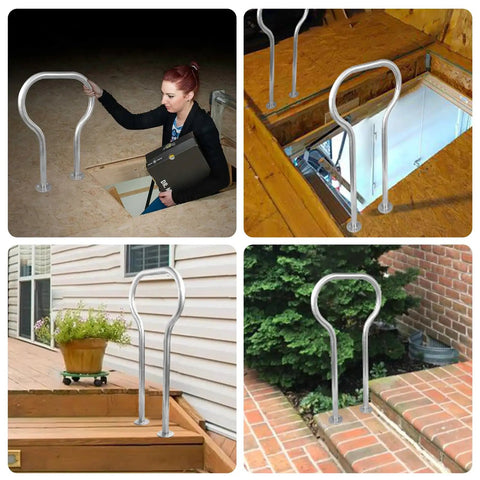 Rock Solid Boat Dock Handrail Heavy Duty Safety Grab Bar For Marina Deck 24 Inch Marine Boarding Railing in various settings.