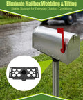 Beefy Heavy Duty Steel Mailbox Post Mount Bracket For Two And Three Eighths Inch Round Poles Durable Mounting Plate With Downward Flanges Universal Mailbox Support Kit For Residential And Commercial Use on round post, mailbox support