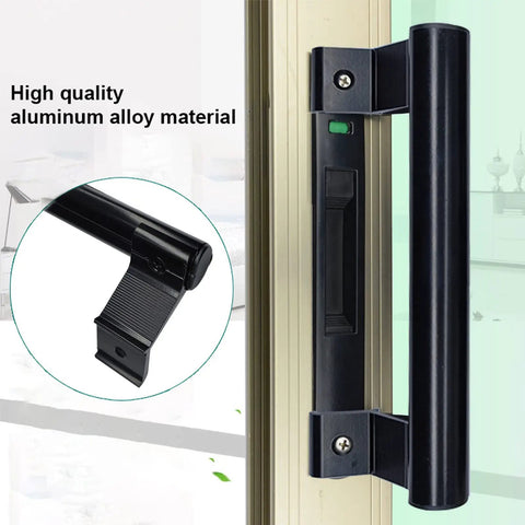 Aluminum Sliding Door Handle For Glass Patio Doors, 8 Inch Pull Fits Six And Five Eighths Inch Mounting Holes, Black Finish