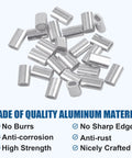 600 Piece Aluminum Fishing Crimp Sleeves Kit With 1mm To 2mm Sizes for quick rigging, made of high strength corrosion-resistant aluminum.