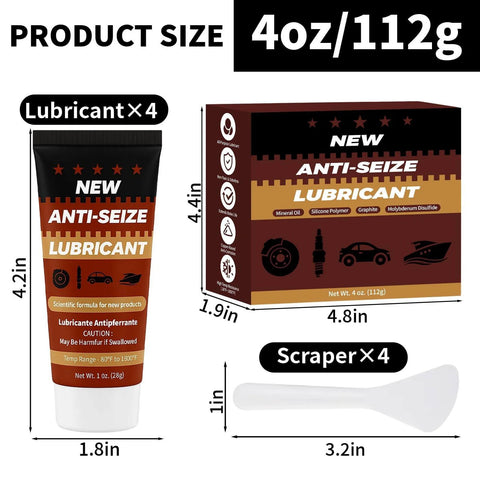 Anti Seize Copper Lubricant For Brake Calipers And Threads High Temp Formula To Prevent Seizing And Noise No Fuss For Brake Pins, 1 Oz Tube and 4 Oz Box with Scraper