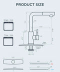 Technical diagram of Black Kitchen Faucet With Dope Pull Down Sprayer Stainless Steel Single Handle Bar Sink Faucet size details.