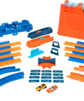 Deluxe Stunt Box Track Builder Playset With 25 Parts And A 1 To 64 Scale Vehicle Easy Build And Quick Cleanup For Kids Three Plus