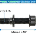 Titanium Alloy Exhaust Manifold Bolt Kit 12 Piece Set M10 X 54mm 1.25 Pitch With Screws Nuts And Washers Anti Corrosion