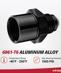 6AN To M16x1.5 Return Fuel Line Adapter And Power Steering Hose End Connector Aluminum For Vortec 87 98 Chevy Truck 6061 T6 Black Anodized High Strength Build And O Ring Compatible Seal, black aluminum adapter