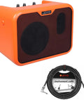 Compact 10W Acoustic Guitar Amplifier With 15 Foot Cable Bundle for Portable Practice Battery Powered Dual Channel Bright And Normal Tone