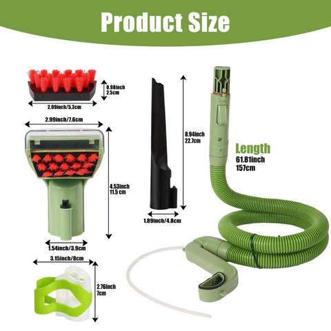 Upgraded Hose And Handle Replacement Kit For Little Green Machine Vacuum Cleaner Compatible With 1400 Series And 3353 3369 Models Includes Cleaning Hose Brush Gap Brush And Tool, 61.81in hose